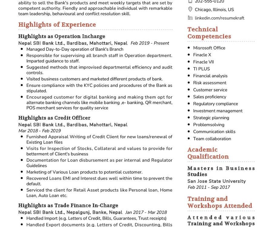 Banker CV Sample In 2024 ResumeKraft   Banker CV Sample 902x750 