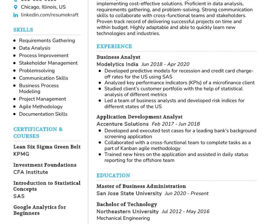 Business Analyst Cv Sample In 2024 - Resumekraft