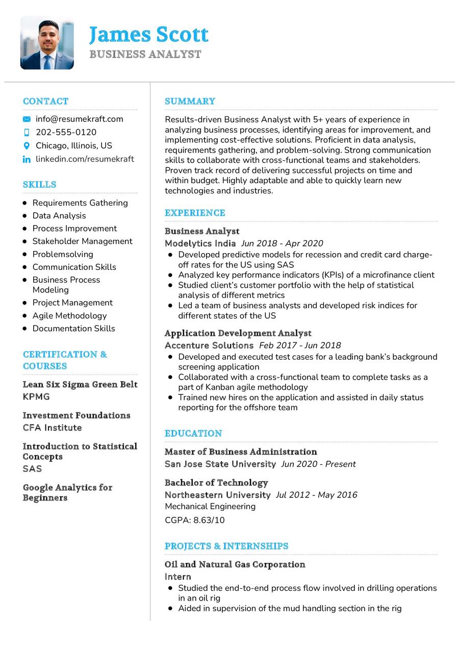 Business Analyst Cv Sample In 2024 Resumekraft