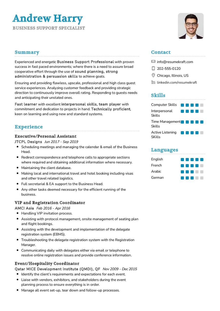 business support specialist skills resume