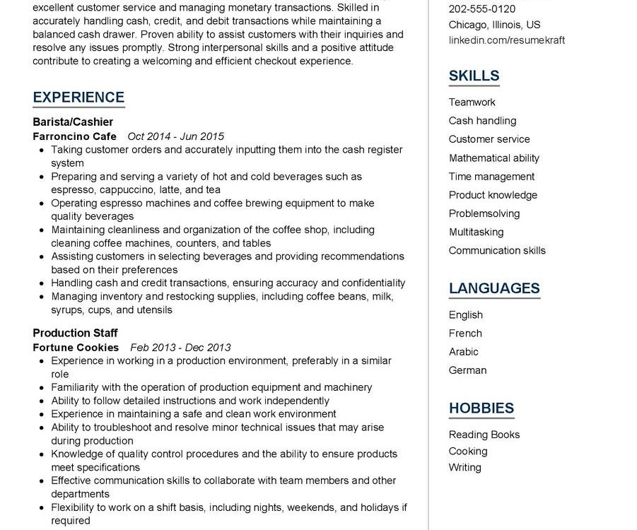 Cashier Cv Example In 2024 Resumekraft 