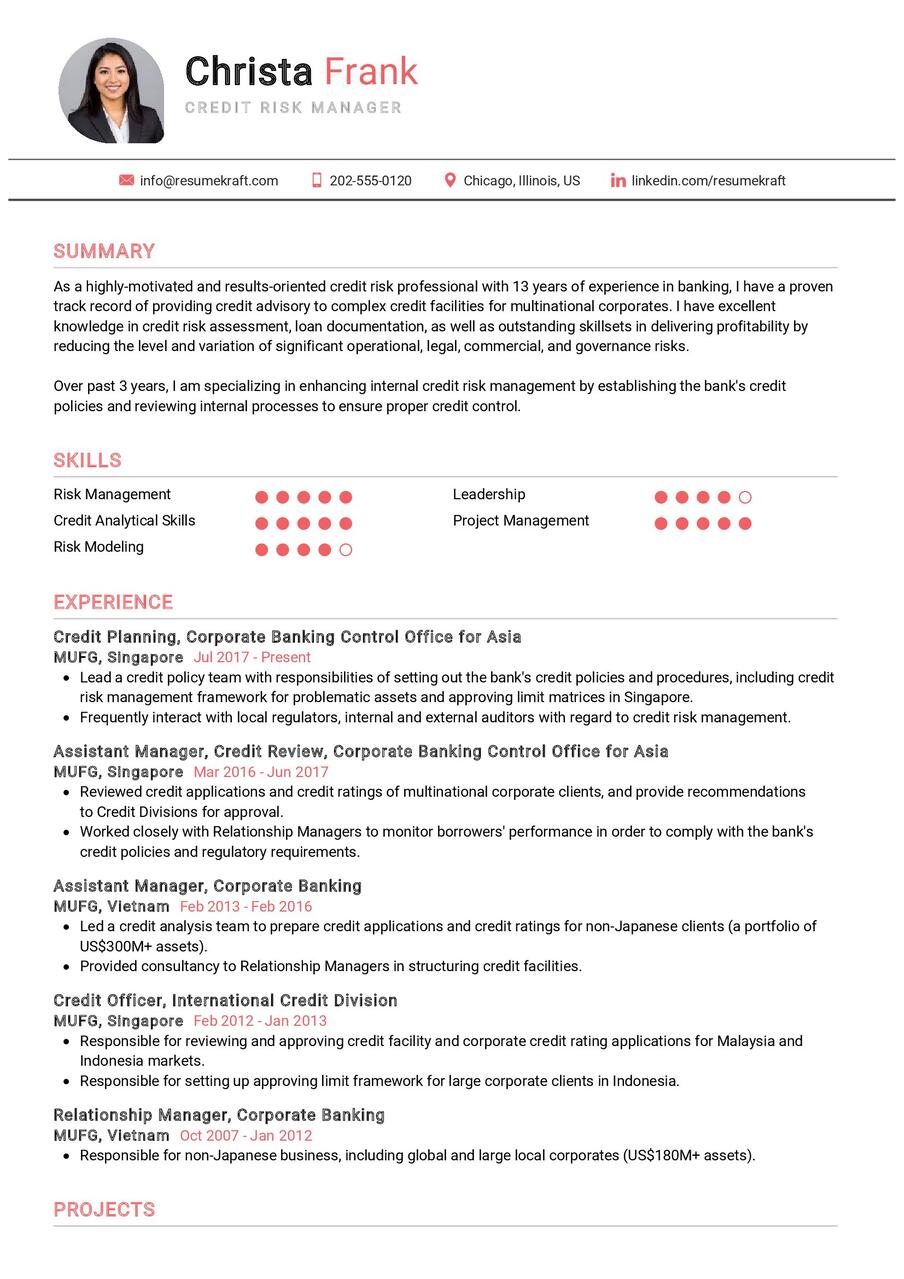 Credit Risk Manager CV Sample in 2024 - ResumeKraft