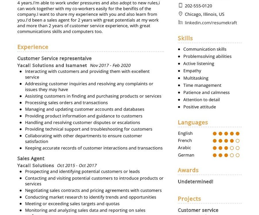 Customer Service Representative CV Sample in 2024 - ResumeKraft