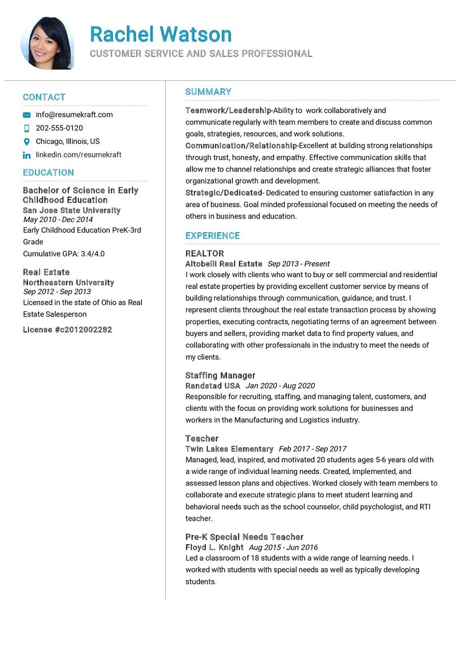 Customer Service and Sales Professional CV Example in 2024 - ResumeKraft