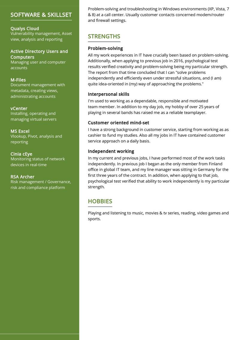 Cybersecurity Cv Sample In Resumekraft