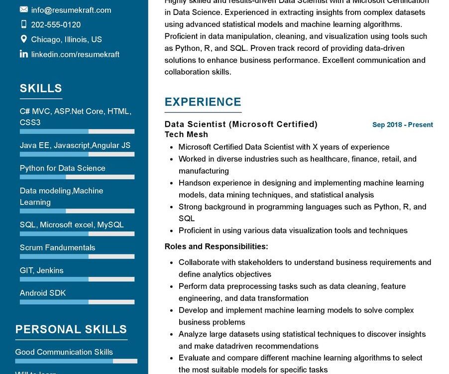 Data scientist CV Sample