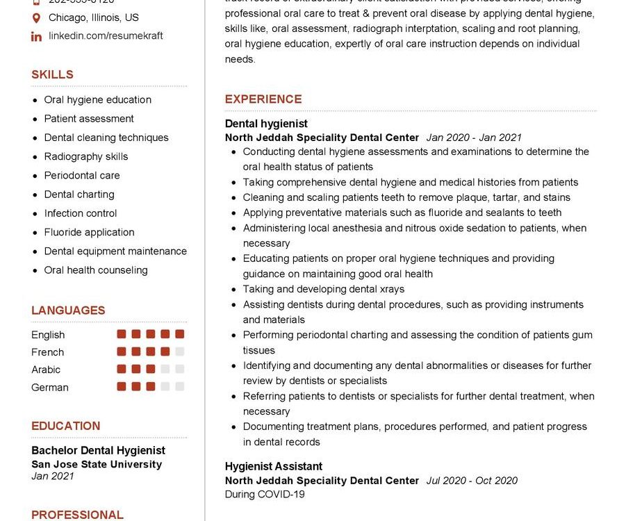 Dental Hygienist Resume Sample - Dental Hygienist CV Example 901x750 