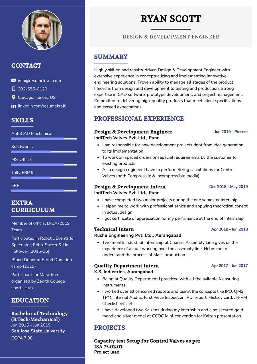 Design & Development Engineer CV Sample