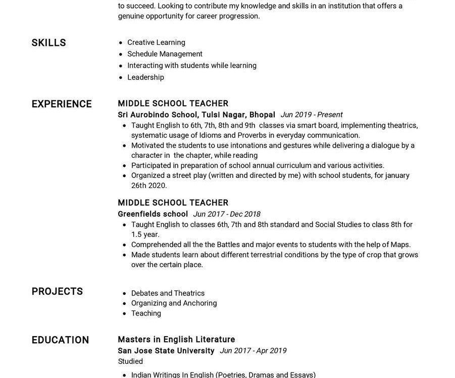 English Teacher CV Sample In 2024 ResumeKraft