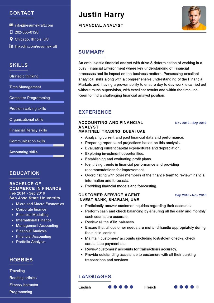 Financial Analyst CV Sample in 2024 - ResumeKraft