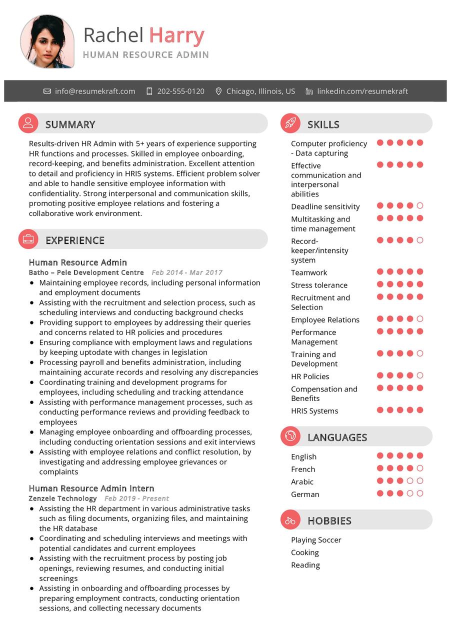 Human Resource Admin CV Example in 2024 - ResumeKraft