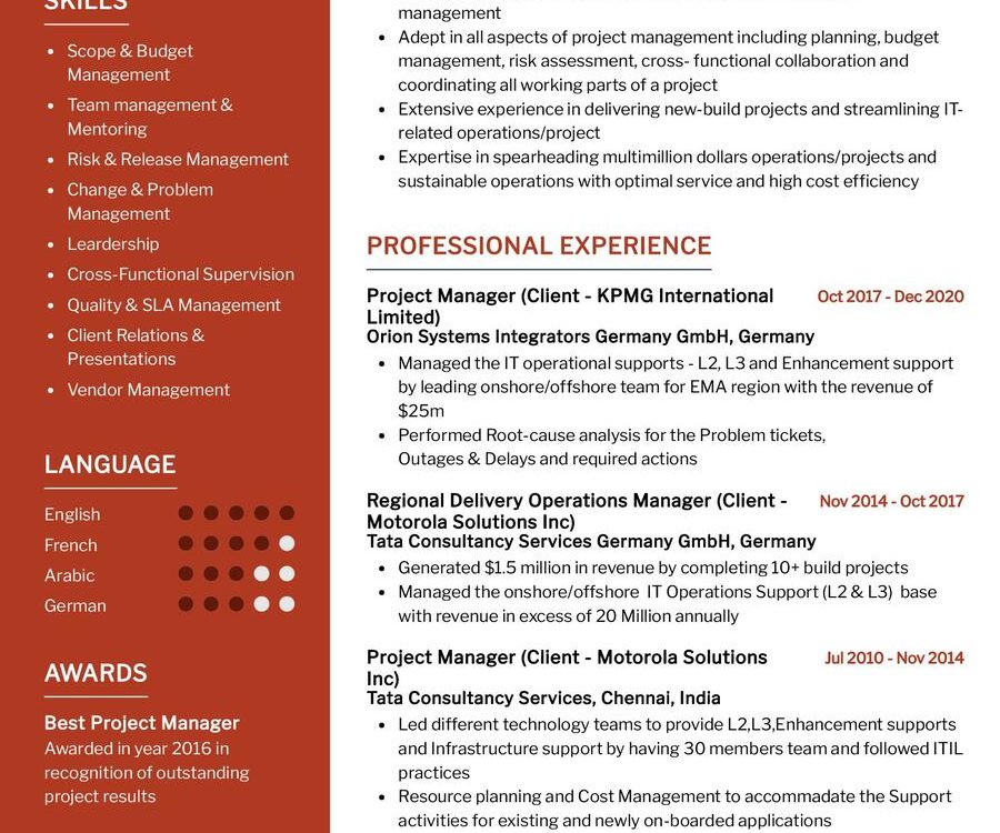 IT Project Manager CV Example