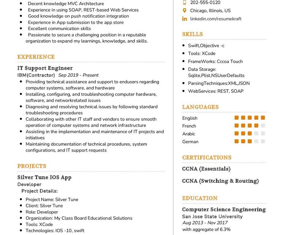 IT Support Engineer CV Example in 2025 - ResumeKraft