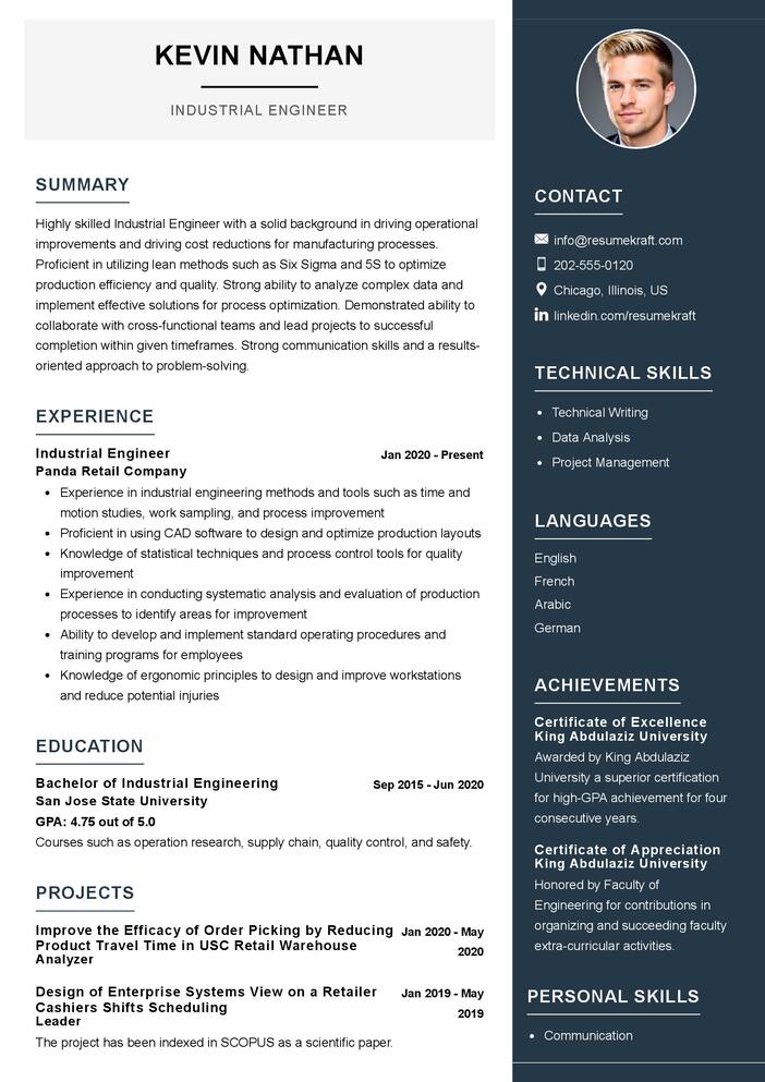 Industrial Engineer CV Example in 2024 - ResumeKraft