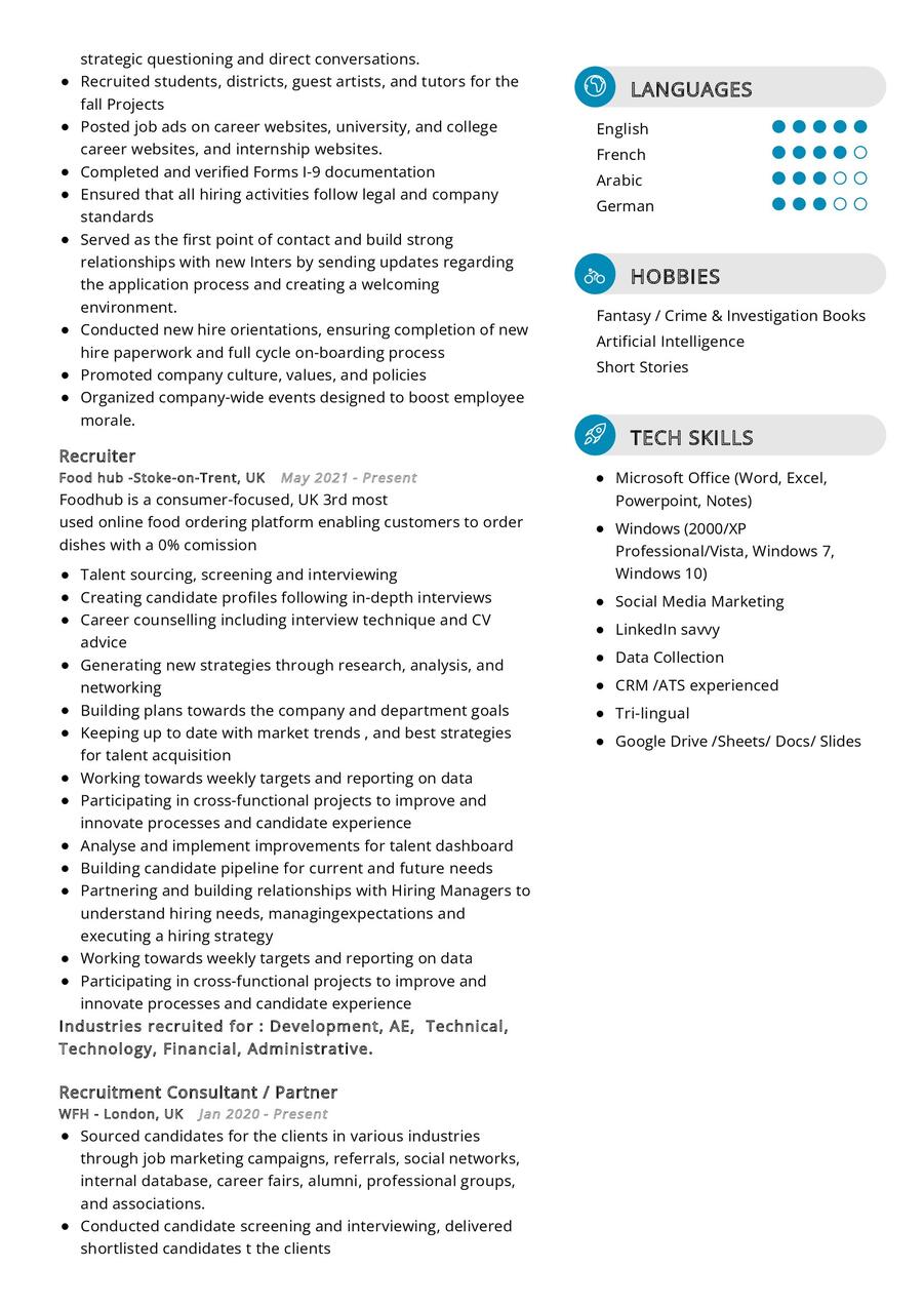 Italian & English Teacher Recruiter Cv Example In 2024 - Resumekraft