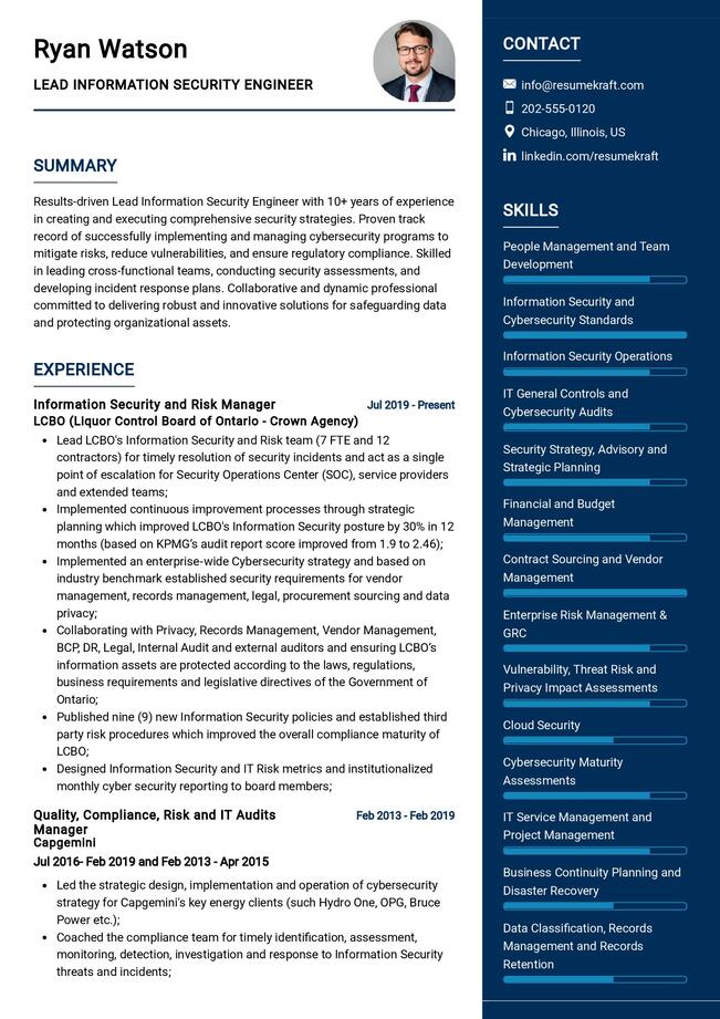 Lead Information Security Engineer CV Example