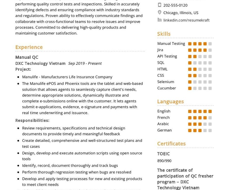 Manual QC CV Example