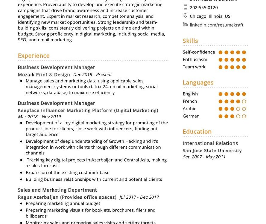 Marketing Manager CV Example