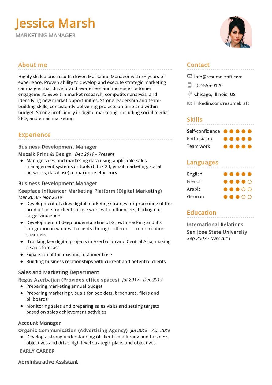 Marketing Manager CV Example In 2024 ResumeKraft   Marketing Manager CV Example 