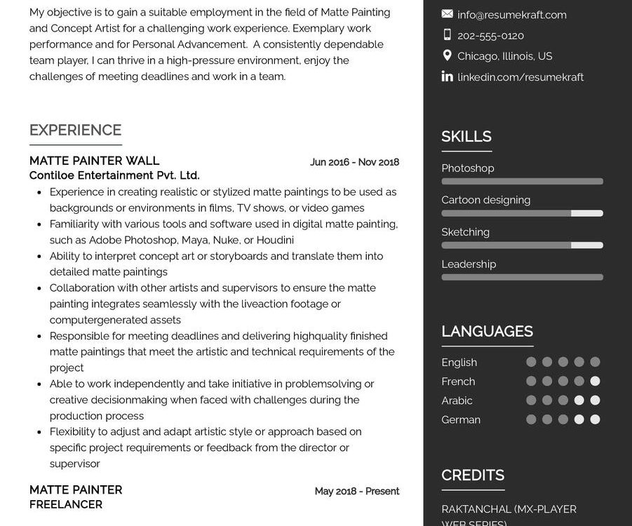 Matte Painter CV Sample