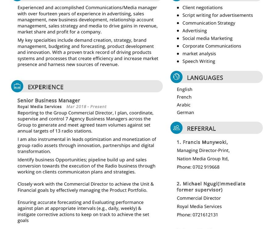 Media and Communications CV Example in 2024 - ResumeKraft