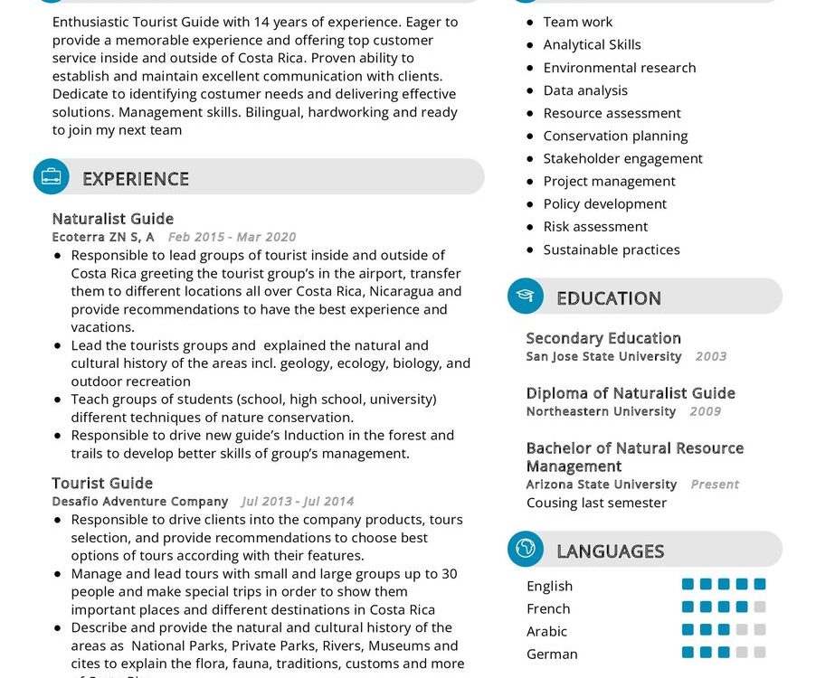 Natural Resource Manager CV Sample