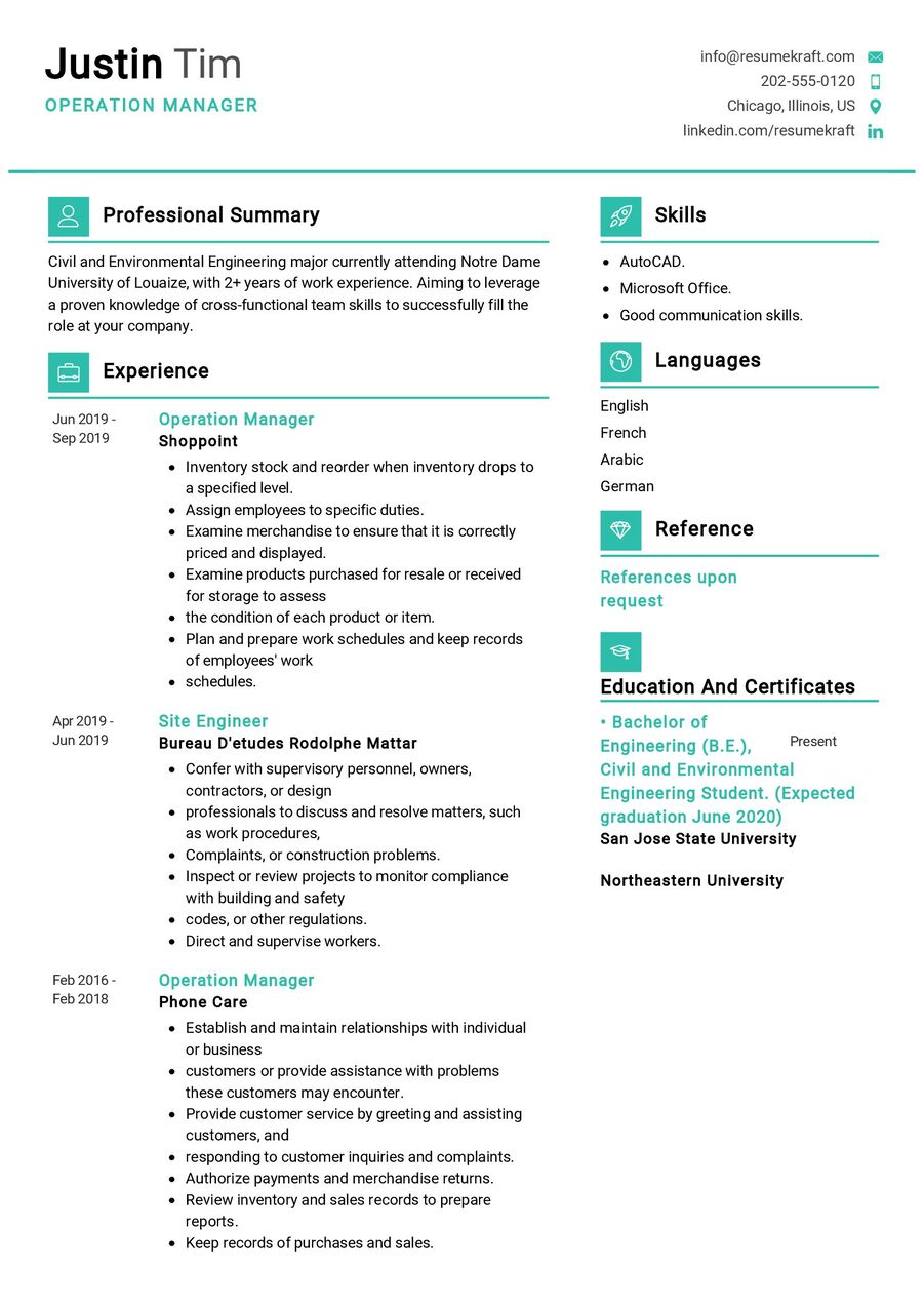 Operation Manager CV Example in 2024 - ResumeKraft