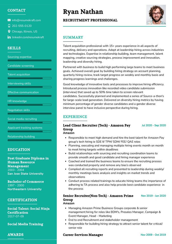 Recruitment Professional CV Sample in 2024 - ResumeKraft