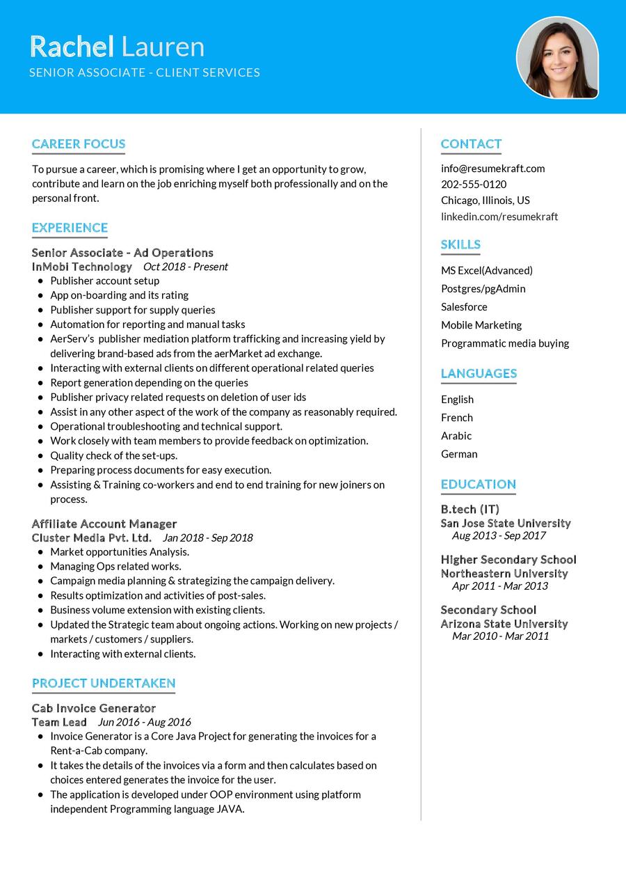 Senior Associate Client Services CV Sample in 2024 - ResumeKraft