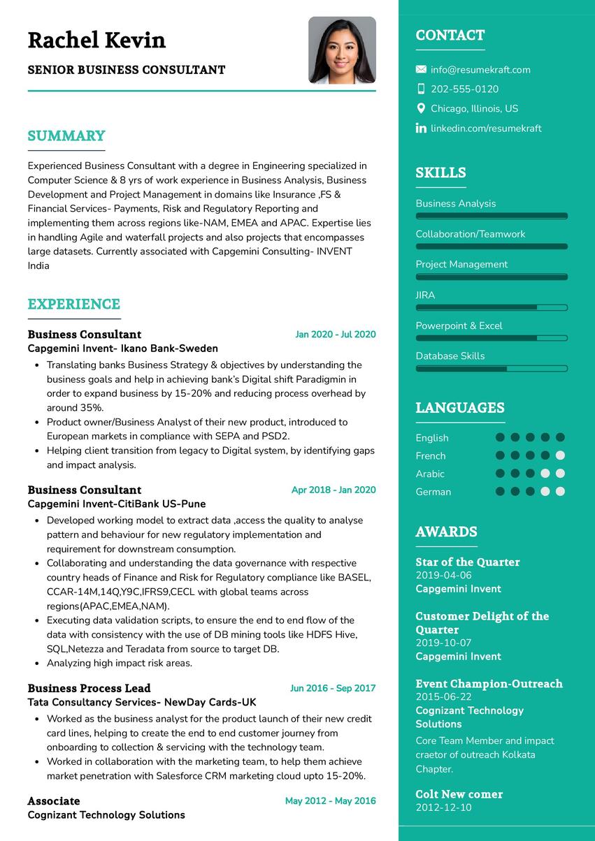 Senior Business Consultant CV Sample in 2025 - ResumeKraft
