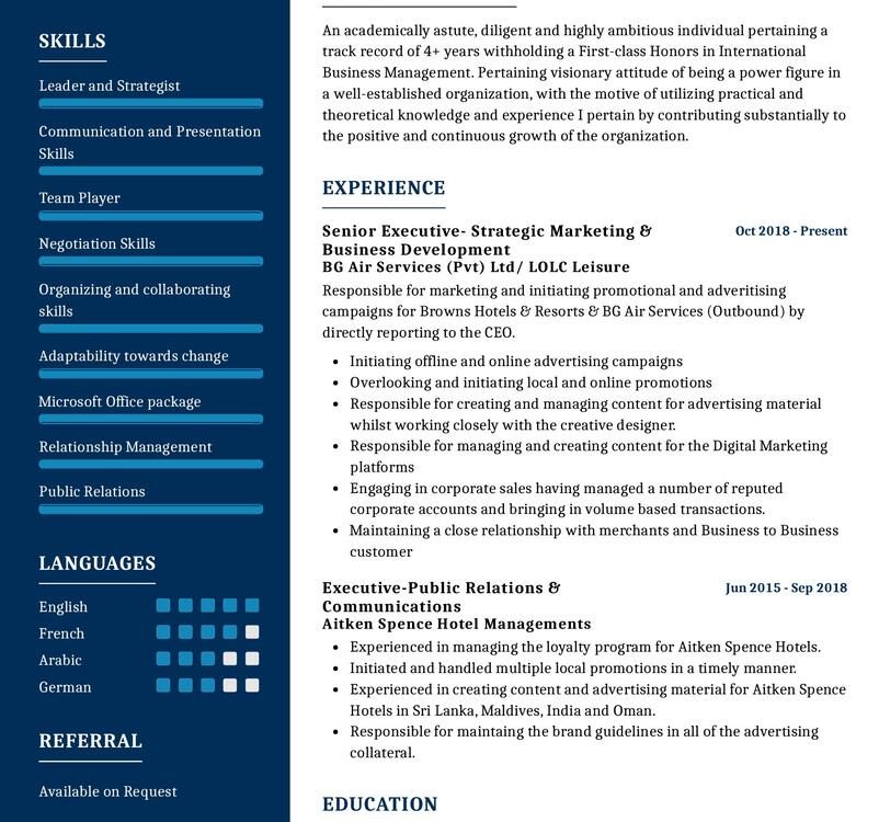 Senior Executive- Strategic Marketing CV Sample
