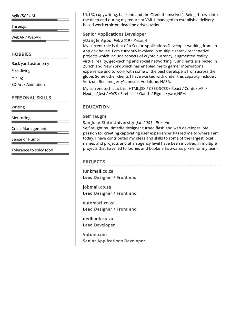 Senior Front end Developer CV Example in 2025 - ResumeKraft