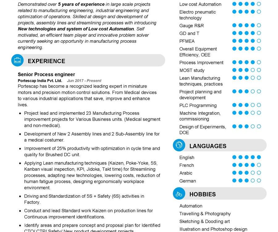 Senior Process Engineer CV Example in 2024 - ResumeKraft