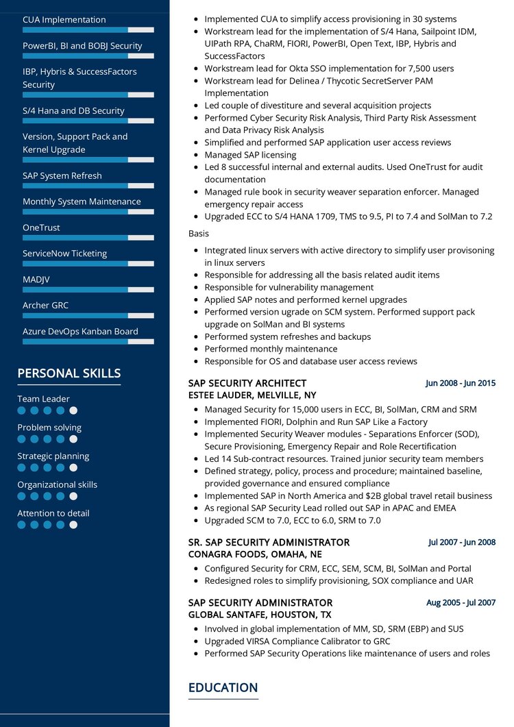 Senior Security Administrator CV Sample in 2024 - ResumeKraft