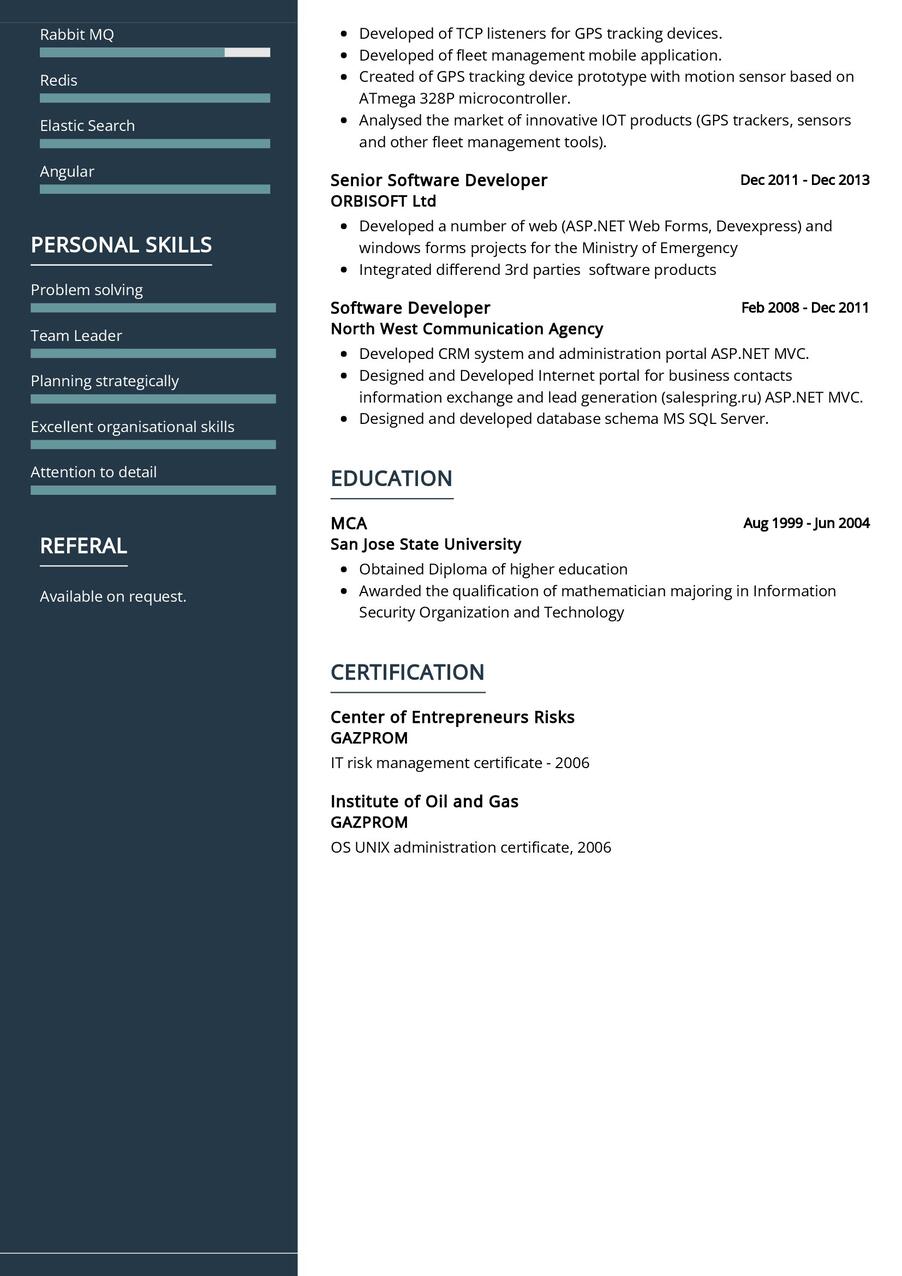 Senior Software Developer CV Sample in 2025 - ResumeKraft
