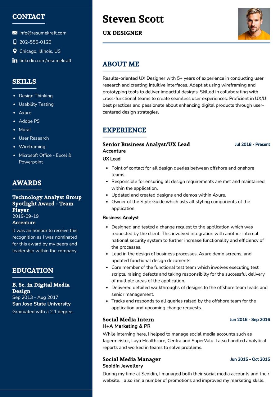 UX Designer CV Example in 2024 - ResumeKraft