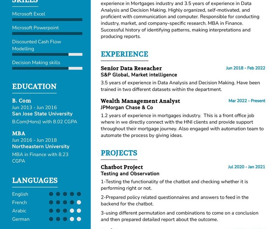 Banking Supervisor CV Sample