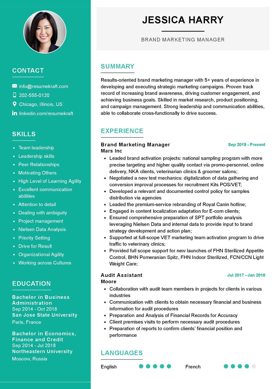 Brand Marketing Manager CV Example in 2024 - ResumeKraft