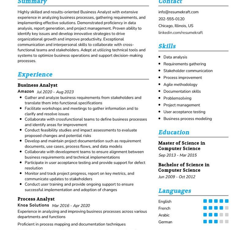Business Analyst Resume Sample