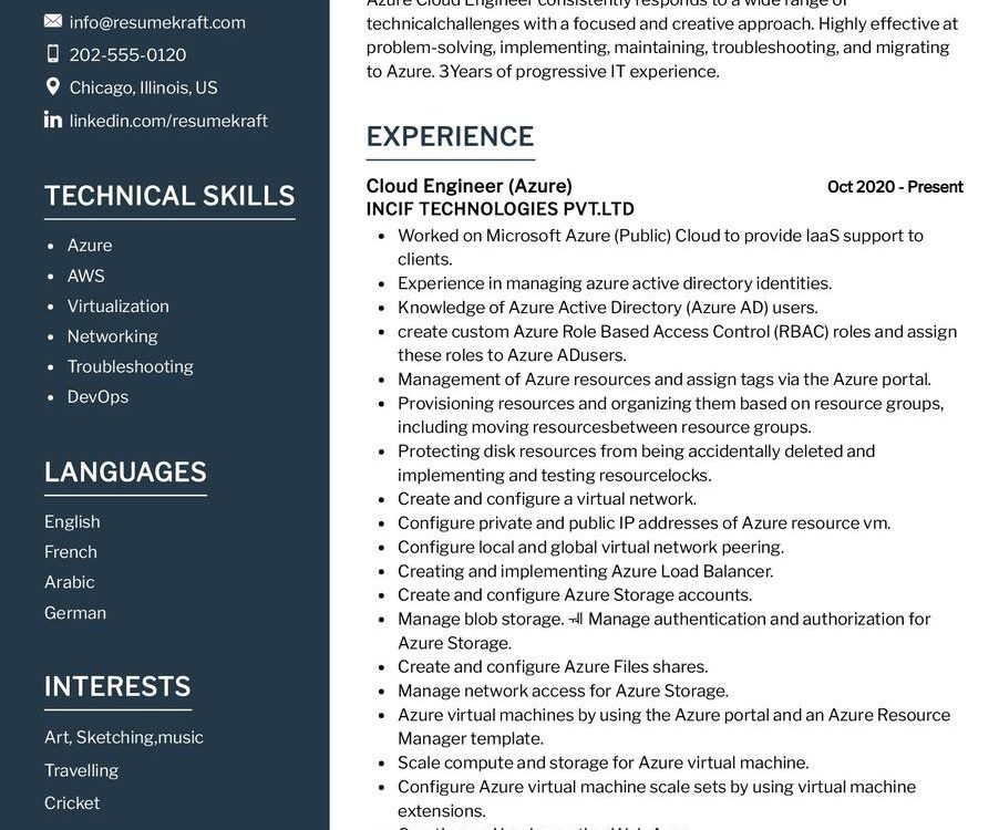 Cloud Engineer CV Sample