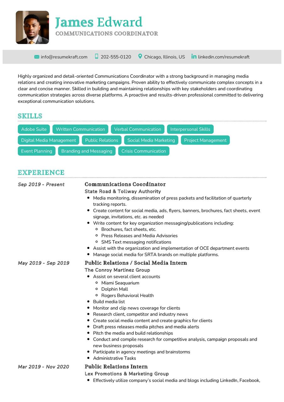 Communications Coordinator CV Sample