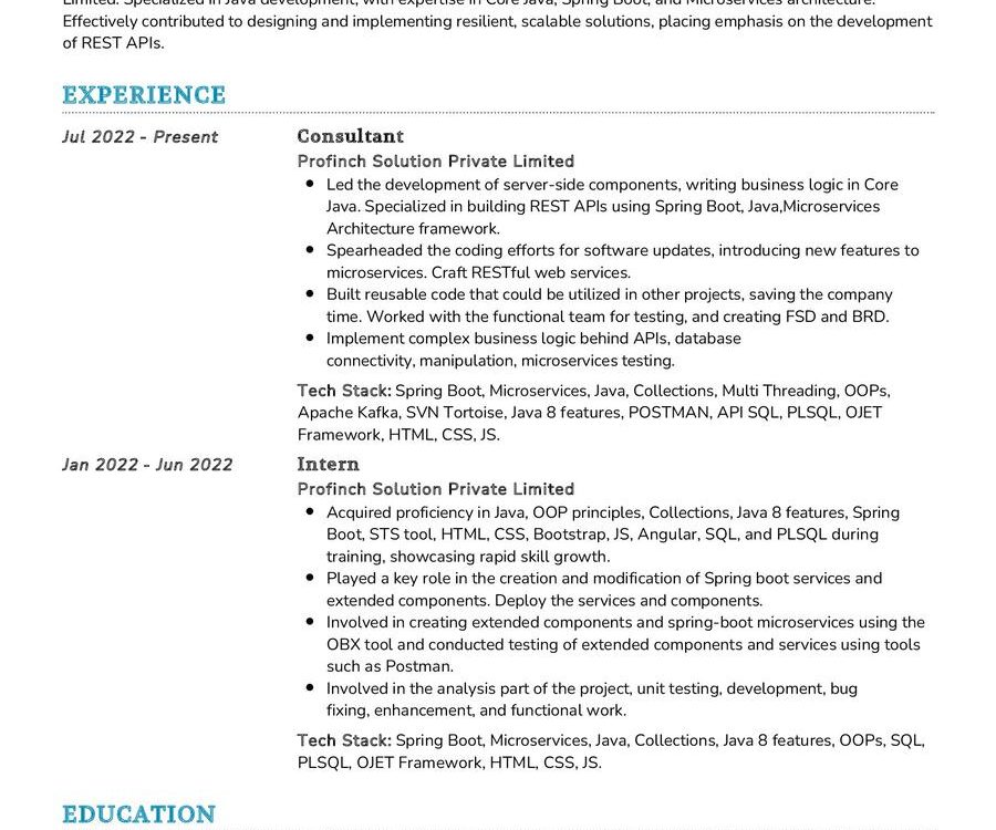 Consultant CV Sample