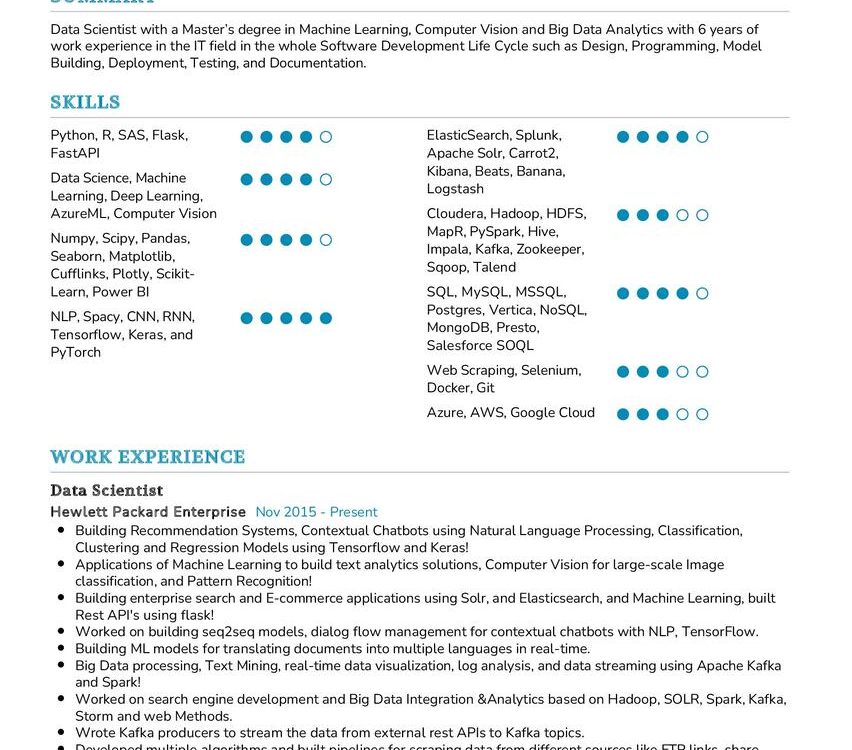 Data Engineer CV Example in 2024 - ResumeKraft