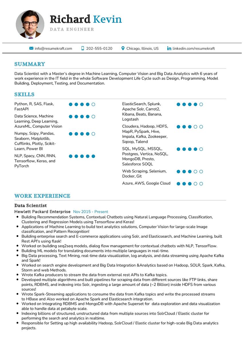 Data Engineer CV Example in 2024 - ResumeKraft