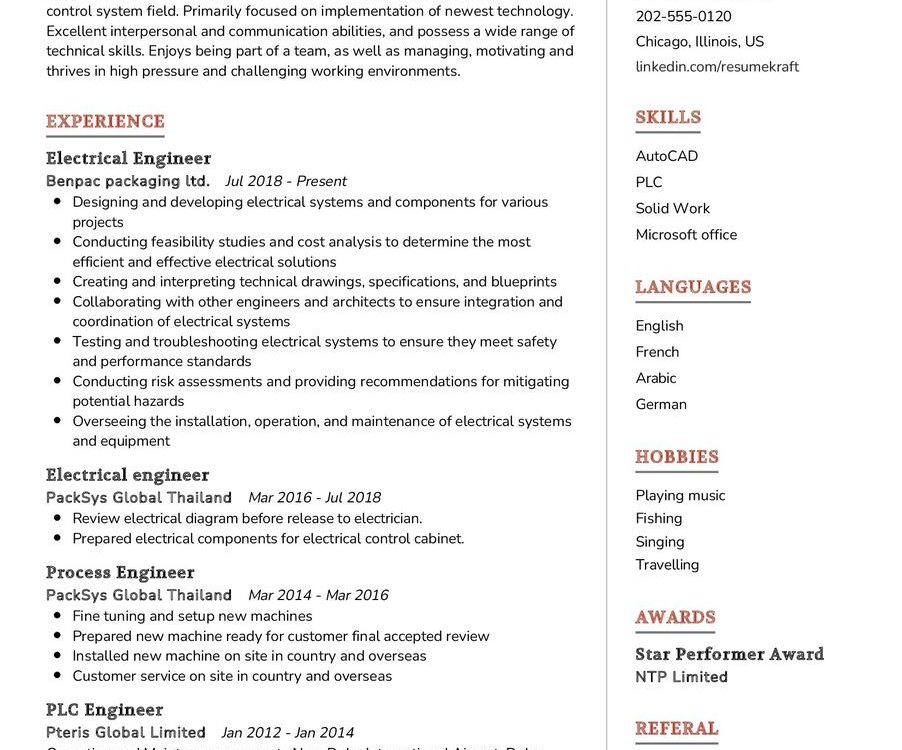 Electrical Engineer CV Example In 2024 ResumeKraft   Electrical Engineer CV Example 902x750 