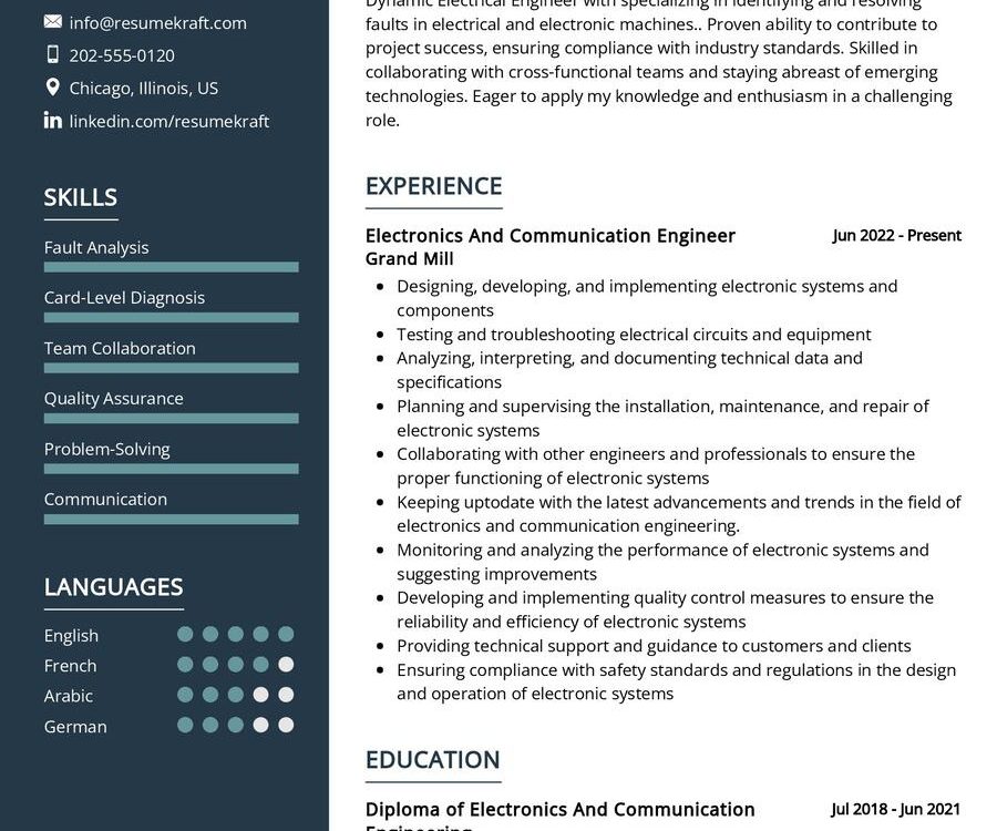 Electronics & Communication Engineer CV Sample