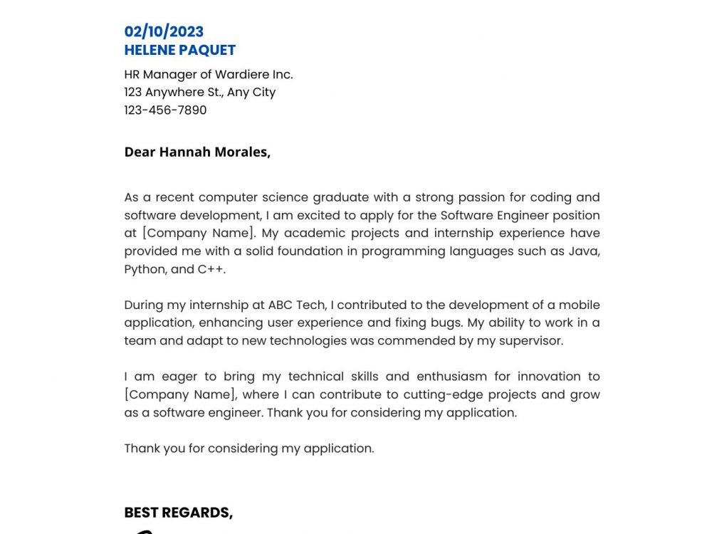 cover letter for fresher php developer