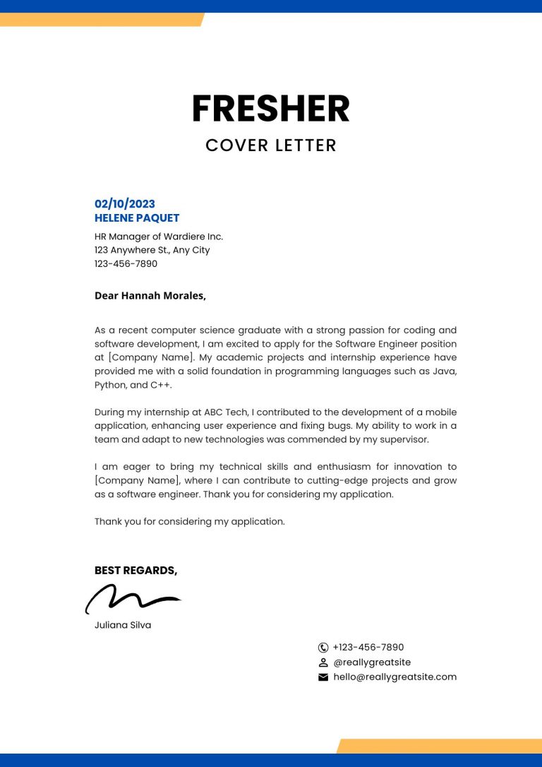 cover letter for fresher engineer resume