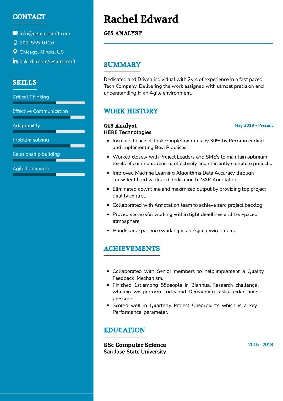 Gis Administrator Sample Resume - GIS Analyst CV Example