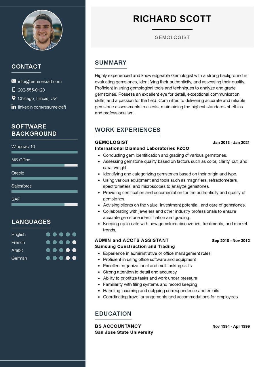 Gemology CV Example in 2024 - ResumeKraft